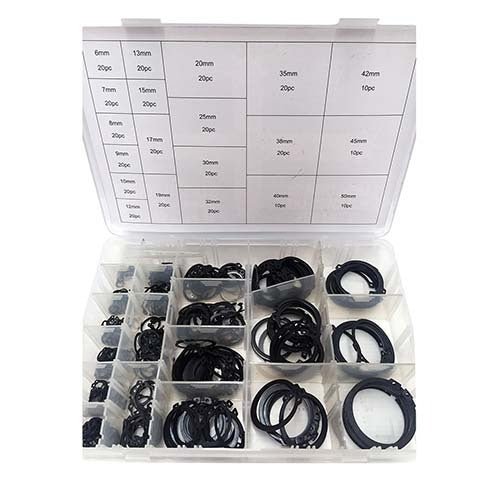 Workshop Buddy External Circlip Grab Kit (6mm - 50mm), 360 Pieces - AIMS Industrial Supplies