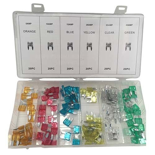Workshop Buddy Fuses - Mini Car Fuse Grab Kit (5Amp - 30Amp), 120 Pieces - AIMS Industrial Supplies