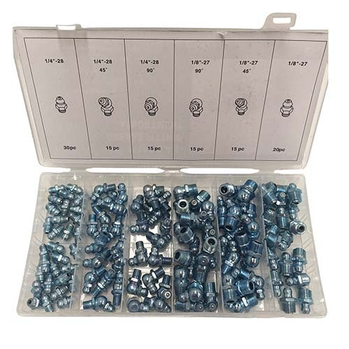 Workshop Buddy Grease Nipple Imperial Grab Kit (1/8"-27 - 1/4"-28), 110 Pieces1