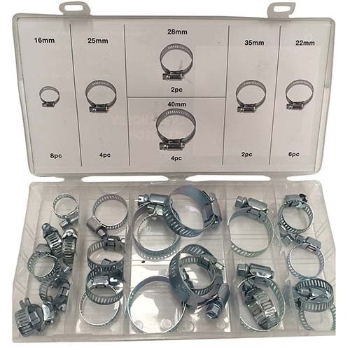 Workshop Buddy Hose Clamp Grab Kit (16mm - 40mm), 26 Pieces - AIMS Industrial Supplies