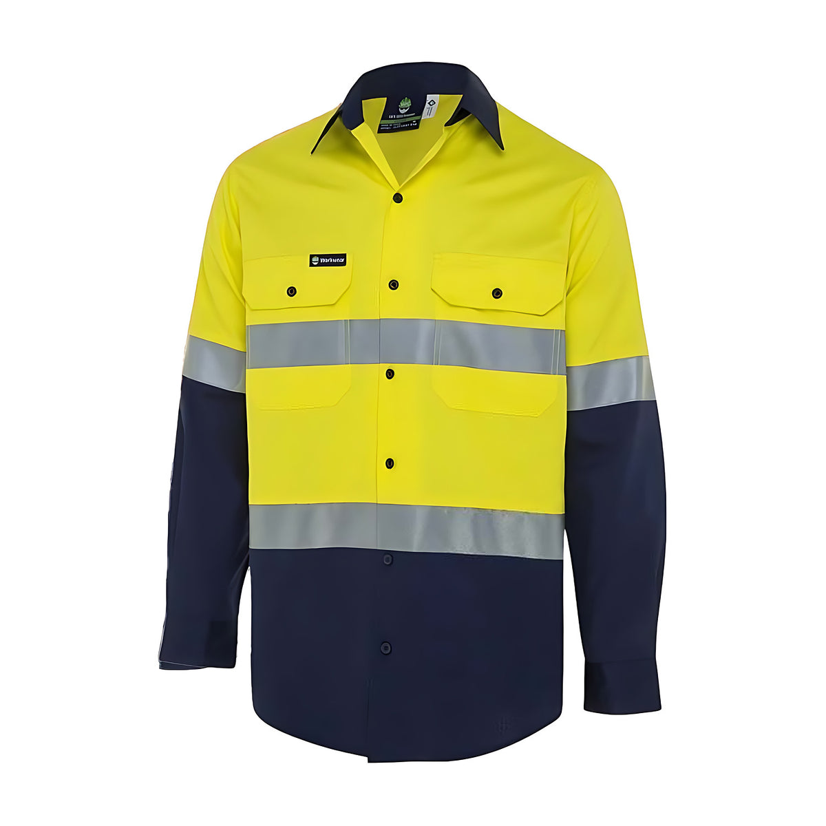 Workwear Mens Hi - Vis Button - Up Shirt W/ Reflective Tape
