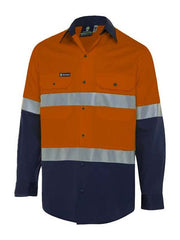 Workwear Mens Hi - Vis Button - Up Shirt W/ Reflective Tape - AIMS Industrial Supplies