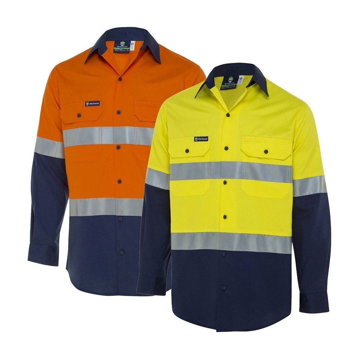 Workwear Mens Hi - Vis Button - Up Shirt W/ Reflective Tape