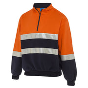 WS Workwear Hi-Vis Fleece Jumper w/ Reflective Tape Orange/Navy1
