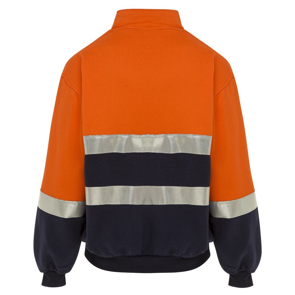 WS Workwear Hi-Vis Fleece Jumper w/ Reflective Tape Orange/Navy2