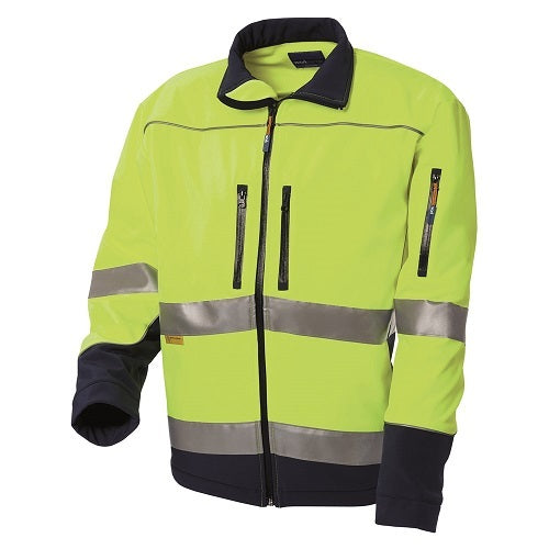 WS Workwear Hi-Vis Water Resistant Soft Shell Jacket,  Yellow/Navy - 4XL