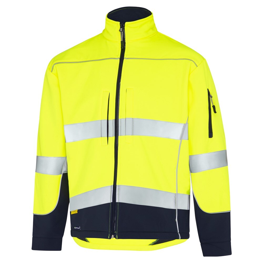 WS Workwear Hi-Vis Water Resistant Soft Shell Jacket, Yellow/Navy - 5XL