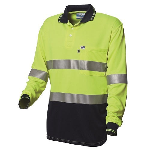 WS Workwear Koolmesh Hi-Vis Polo Shirt, Lime/Navy - 2XL