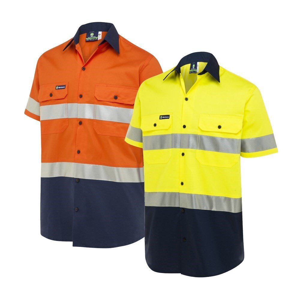 WS Workwear Mens Button - Up Shirt W/ Reflective Tape - AIMS Industrial Supplies
