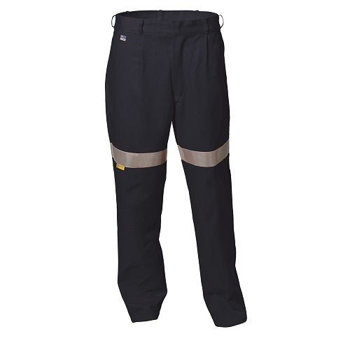 WS Workwear Mens Hi-Vis Drill Trousers w/ Reflective Tape Navy - AIMS Industrial Supplies