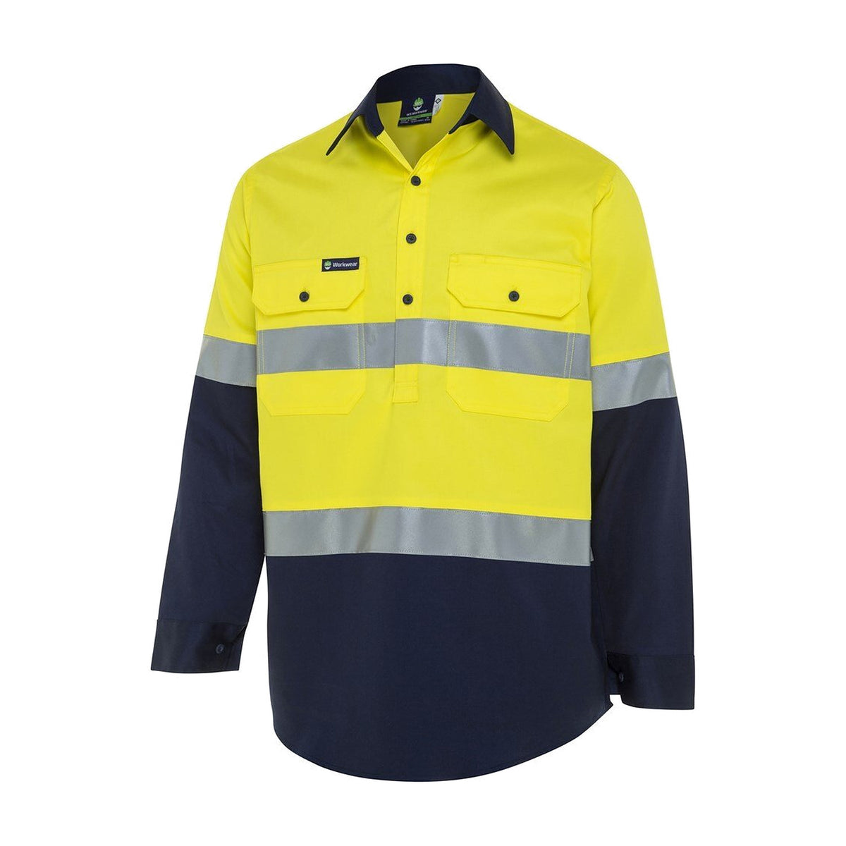 WS Workwear Mens Hi-Vis Half Button-Up Shirt