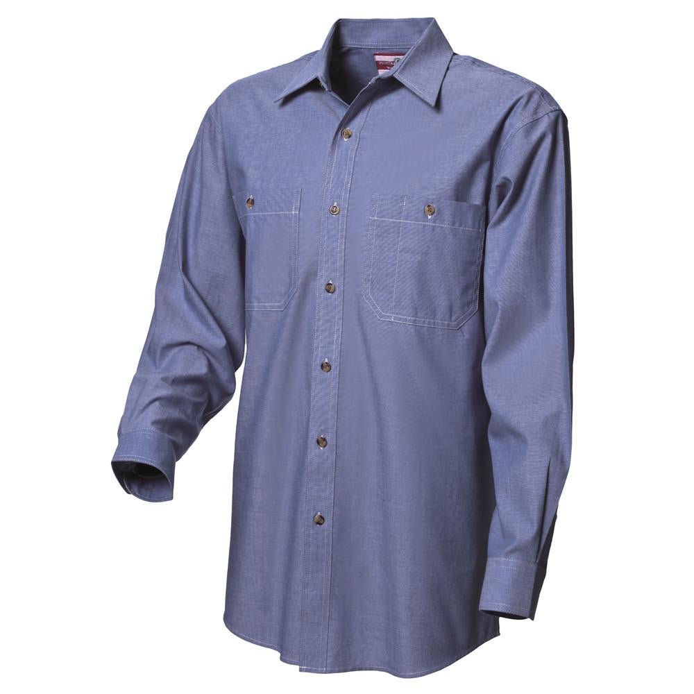 WS Workwear Mens Long Sleeve Chambray Shirt, Denim Blue, XS - AIMS Industrial Supplies