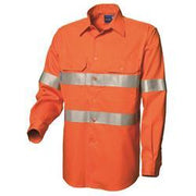 WS Workwear Mens Long Sleeve Taped Classic Shirt, Orange, XS - AIMS Industrial Supplies