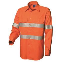 WS Workwear Mens Long Sleeve Taped Classic Shirt, Orange, XS - AIMS Industrial Supplies