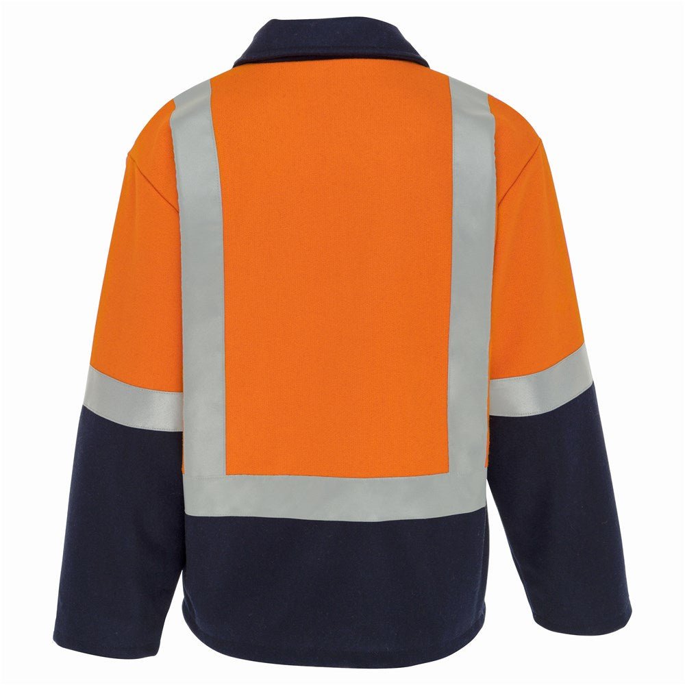 WS Workwear Mens LongSleeve Taped Wool Bluey Jacket,Orange/Navy, Small - AIMS Industrial Supplies