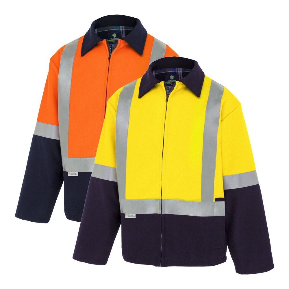 WS Workwear Mens LongSleeve Taped Wool Bluey Jacket,Orange/Navy, Small - AIMS Industrial Supplies
