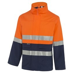 WS Workwear Mens Taped 4-in-1 Cotton Long Jacket, Orange/Navy, Small1