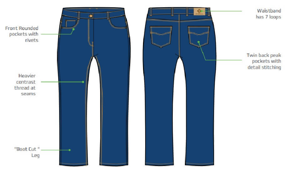 WS Workwear Womens Boot Cut Stretch Jeans, Stonewash, Size 82