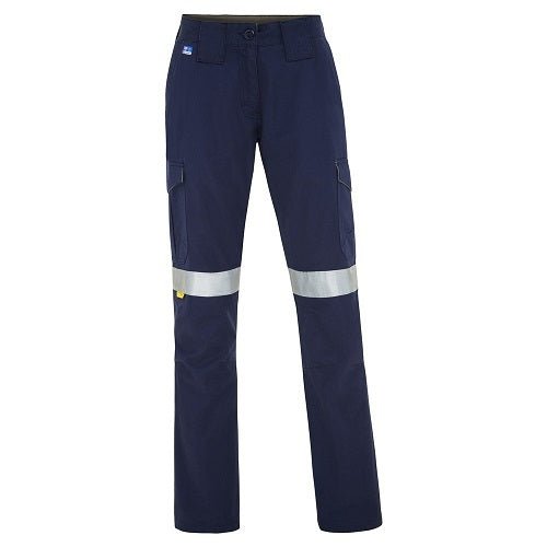 WS Workwear Womens Cargo Pants w/ Reflective Tape Navy - AIMS Industrial Supplies