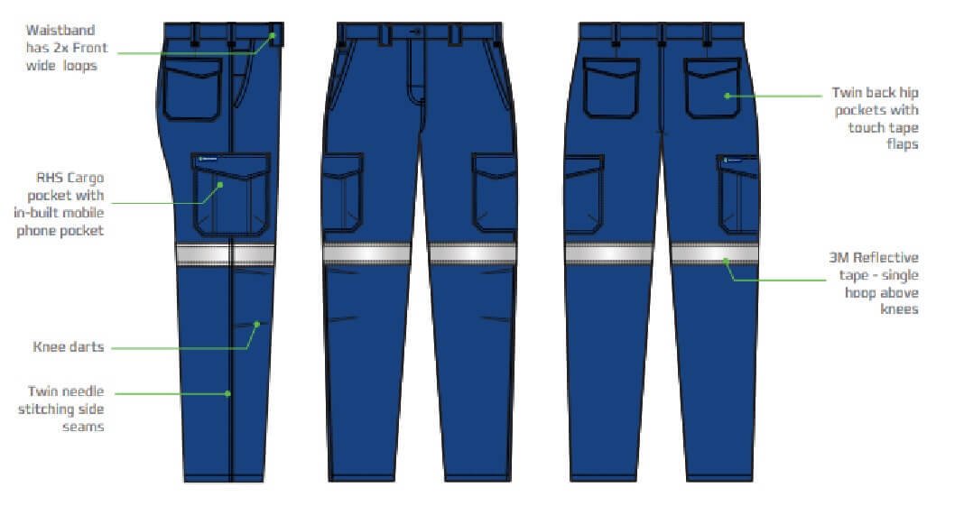 WS Workwear Womens Durable Taped Canvas Cargo Trouser,Navy, Size 6 - AIMS Industrial Supplies