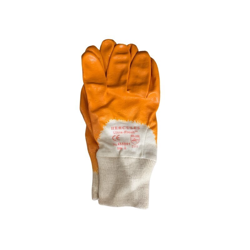 Yellow Light Weight Nitrile Open Back Knit Wrist Glove Size 8 - AIMS Industrial Supplies