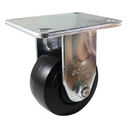 Zinc - Plated Fixed Plate Castor - Nylon Wheel, Black J3 Series - AIMS Industrial Supplies