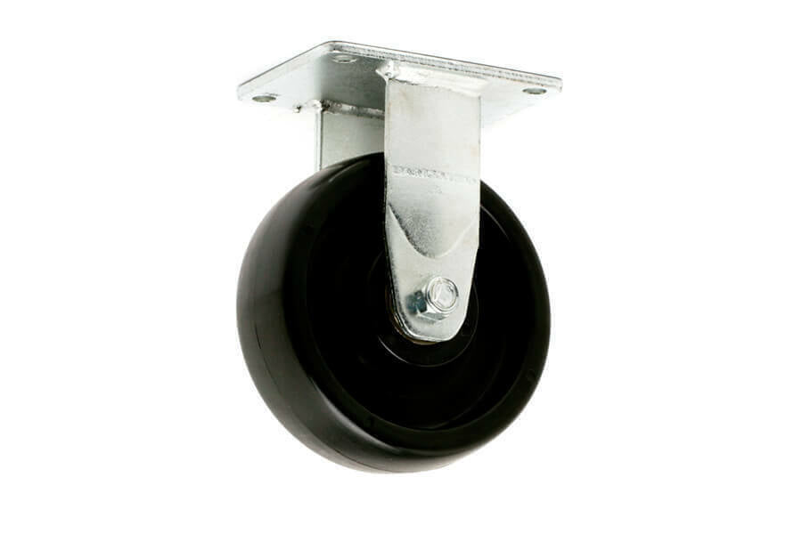 Zinc - Plated Fixed Plate Castor - Nylon Wheel, Black J3 Series - AIMS Industrial Supplies