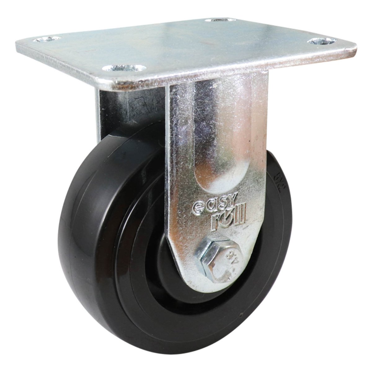 Zinc - Plated Fixed Plate Castor - Nylon Wheel, Black J3 Series - AIMS Industrial Supplies