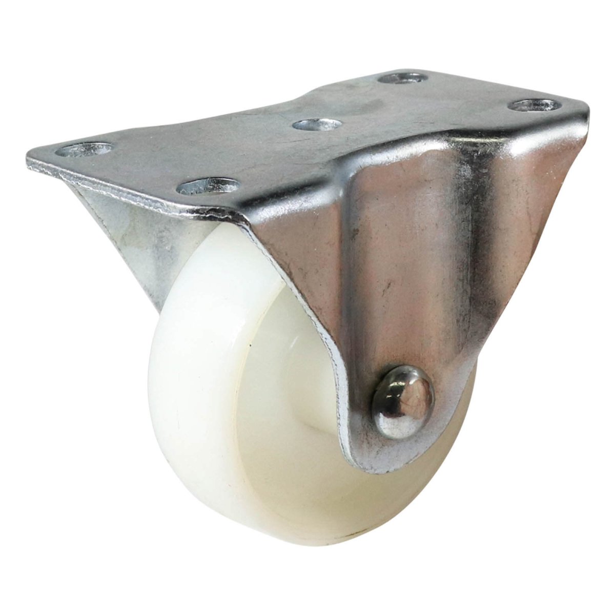 Zinc-Plated Fixed Plate Castor - Nylon Wheel, White I1 Series - AIMS Industrial Supplies
