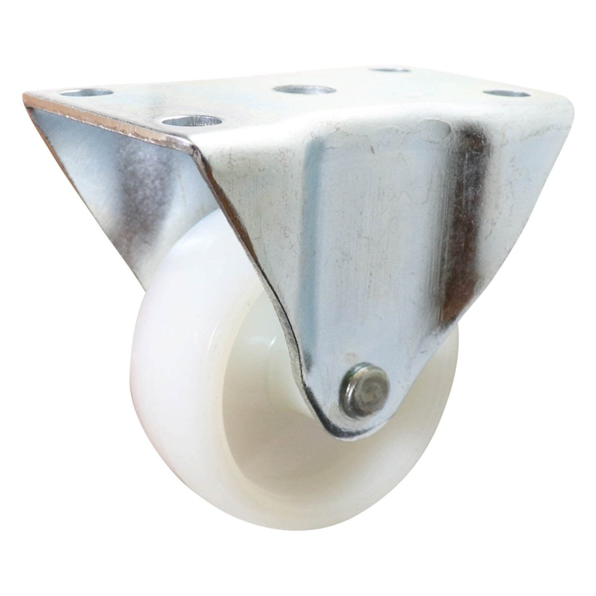 Zinc-Plated Fixed Plate Castor - Nylon Wheel, White I1 Series - AIMS Industrial Supplies