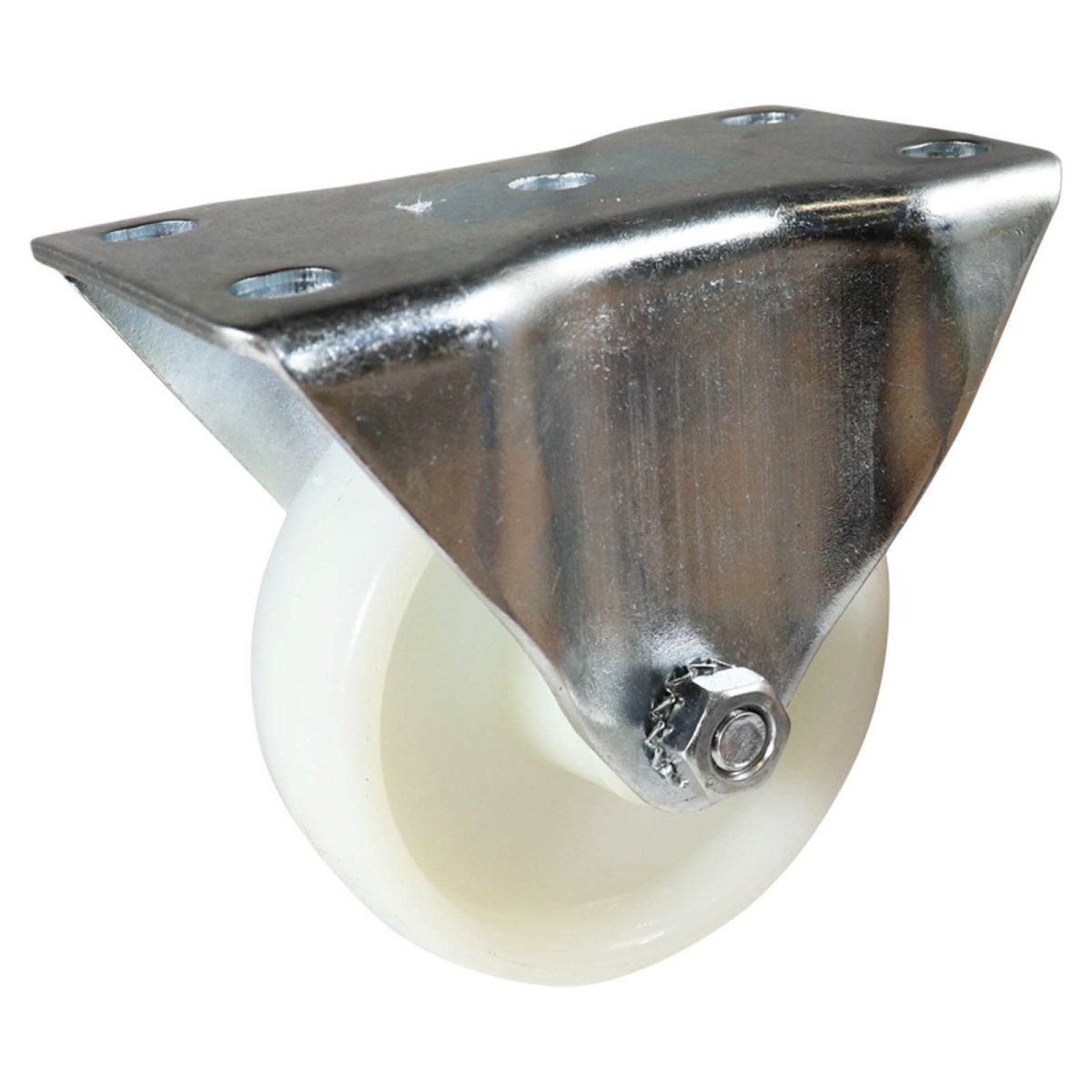 Zinc-Plated Fixed Plate Castor - Nylon Wheel, White I1 Series - AIMS Industrial Supplies