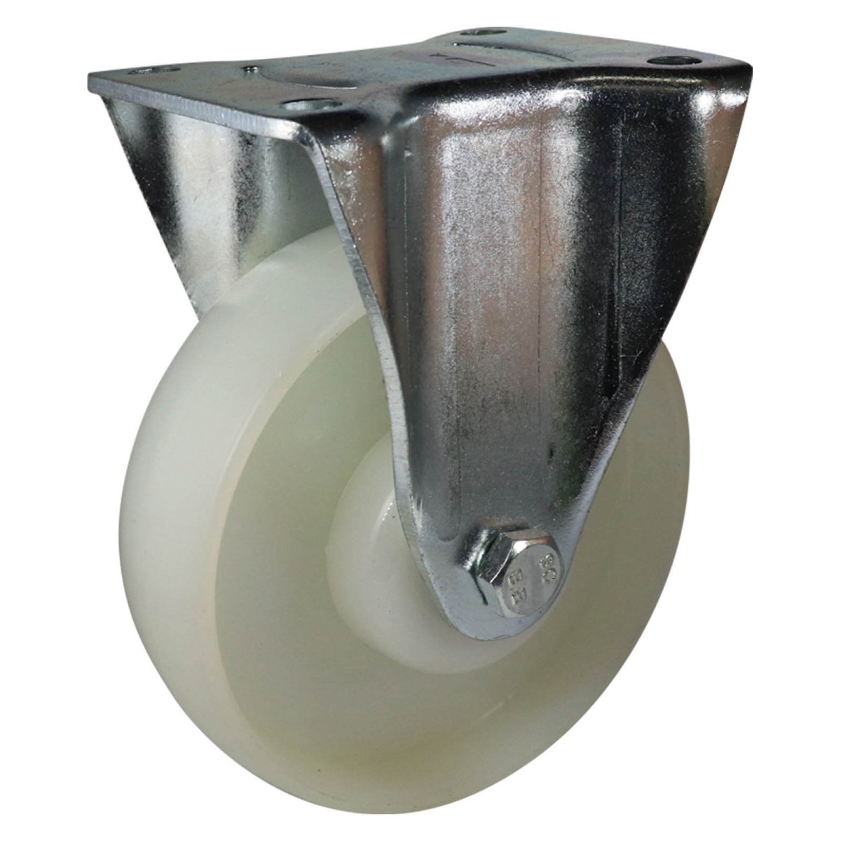 Zinc-Plated Fixed Plate Castor - Nylon Wheel, White I3 Series - AIMS Industrial Supplies