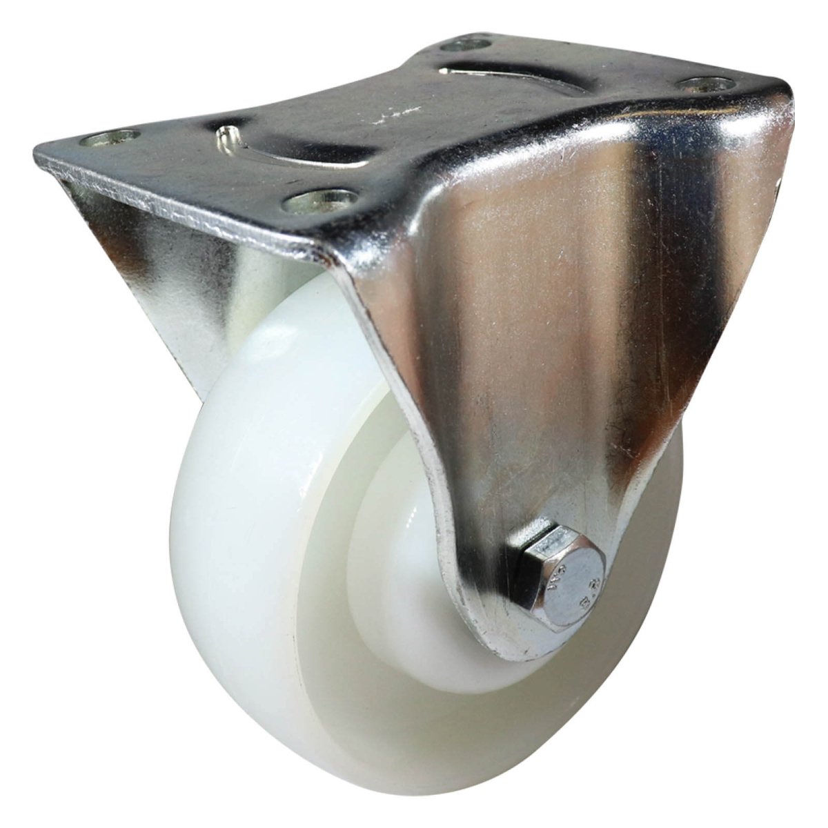 Zinc-Plated Fixed Plate Castor - Nylon Wheel, White I3 Series - AIMS Industrial Supplies