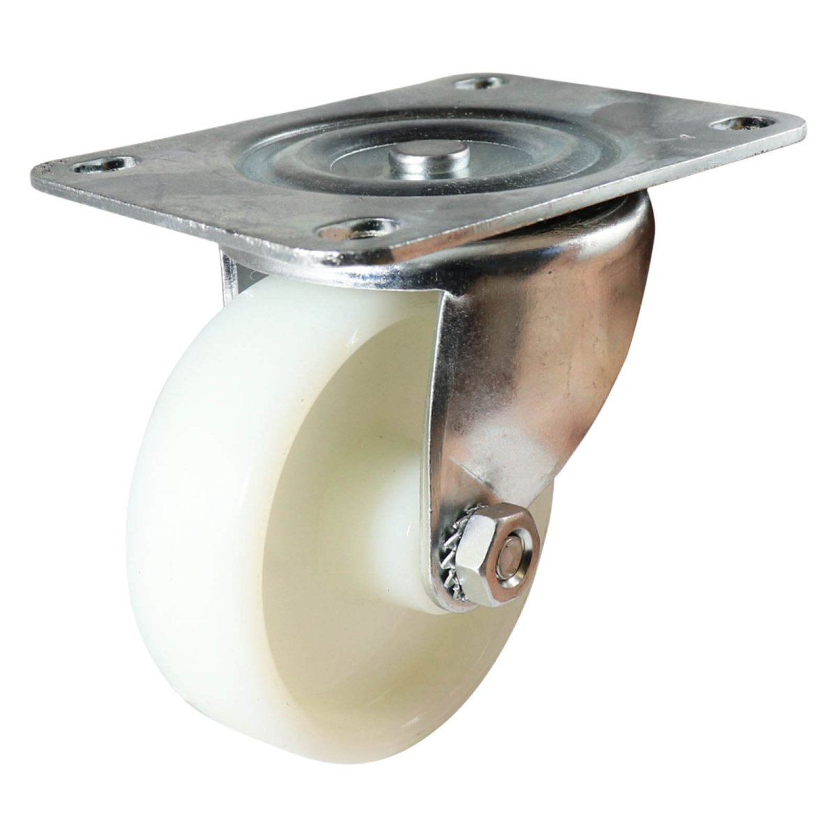 Zinc-Plated Swivel Plate Castor - Nylon Wheel, White I1 Series - AIMS Industrial Supplies