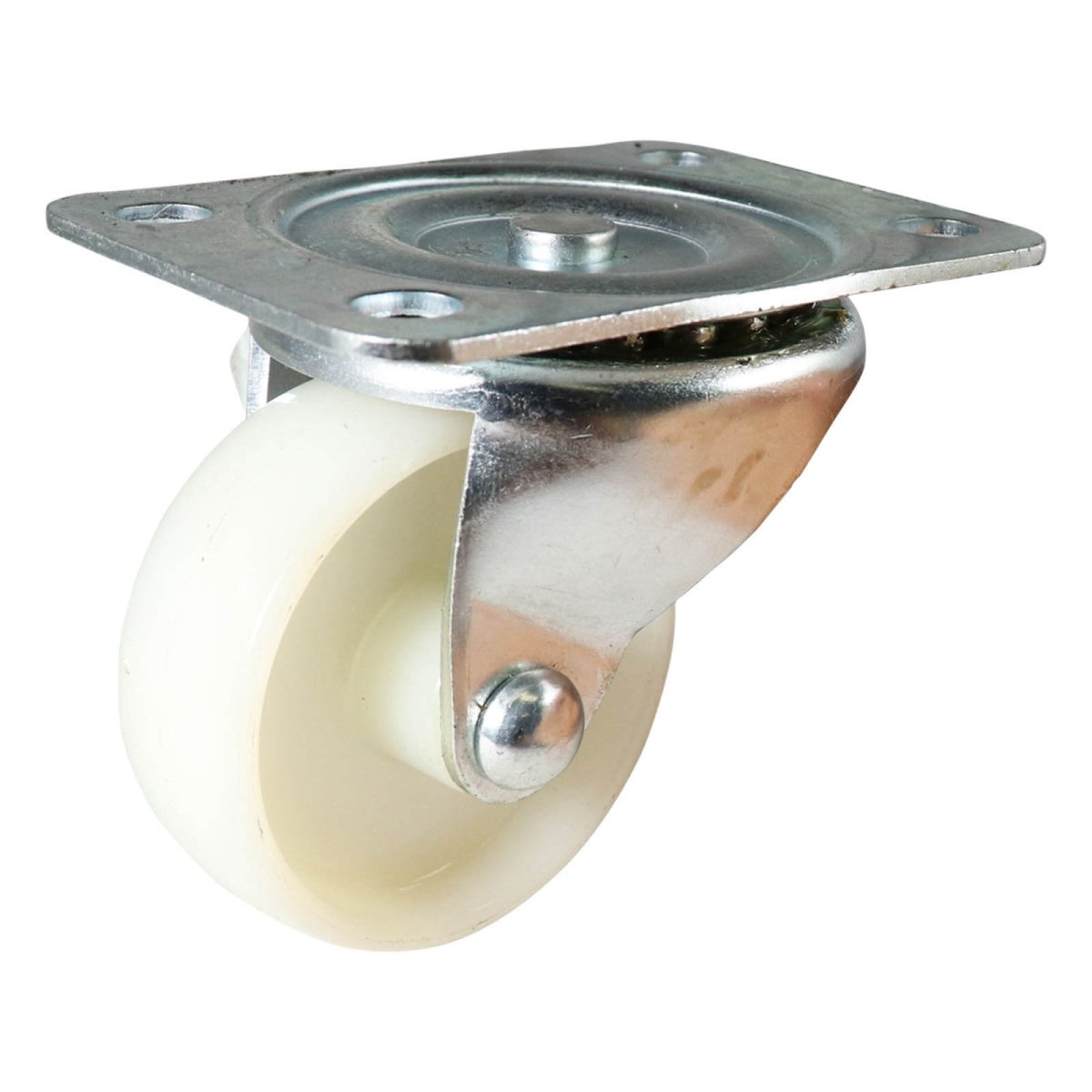 Zinc-Plated Swivel Plate Castor - Nylon Wheel, White I1 Series - AIMS Industrial Supplies