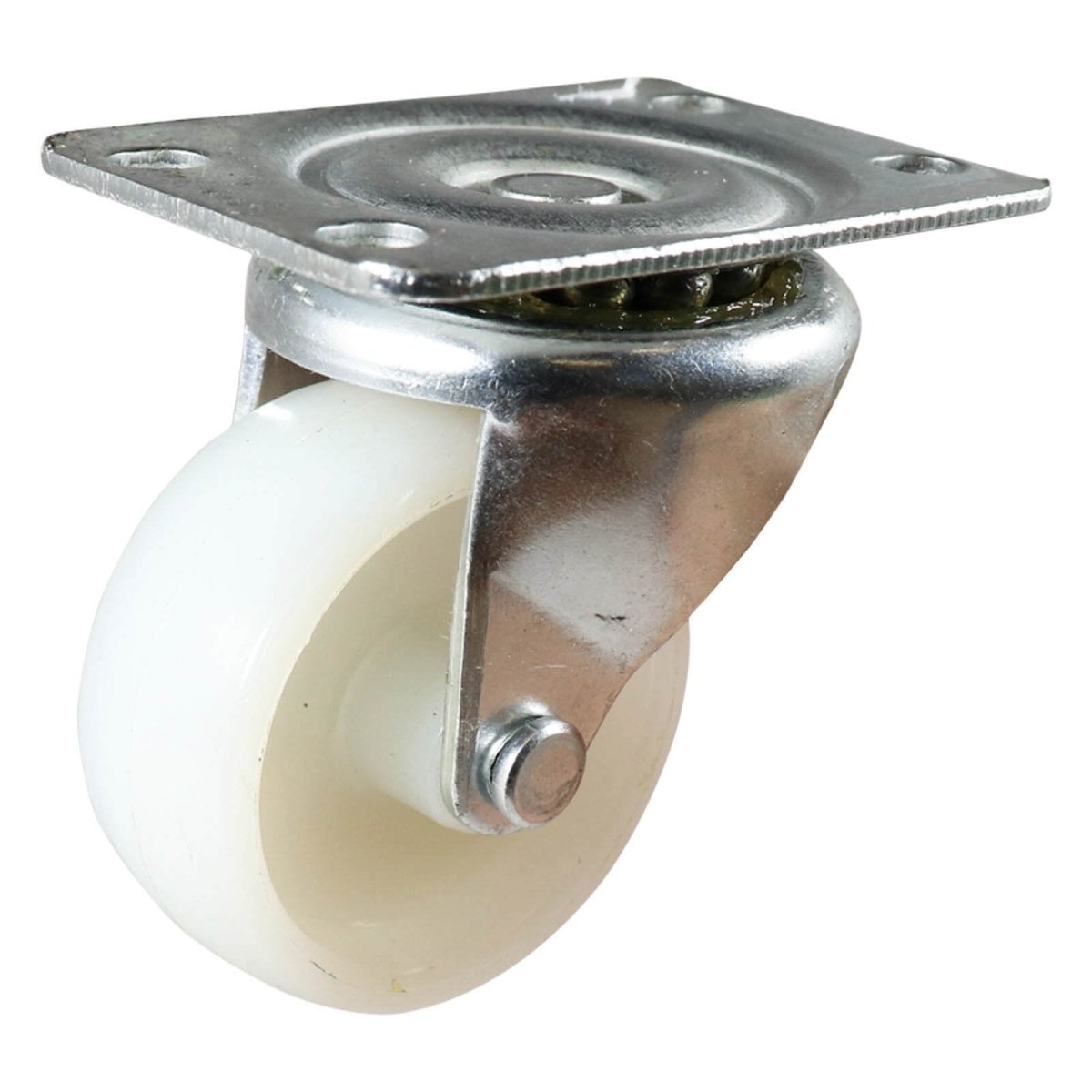 Zinc-Plated Swivel Plate Castor - Nylon Wheel, White I1 Series - AIMS Industrial Supplies
