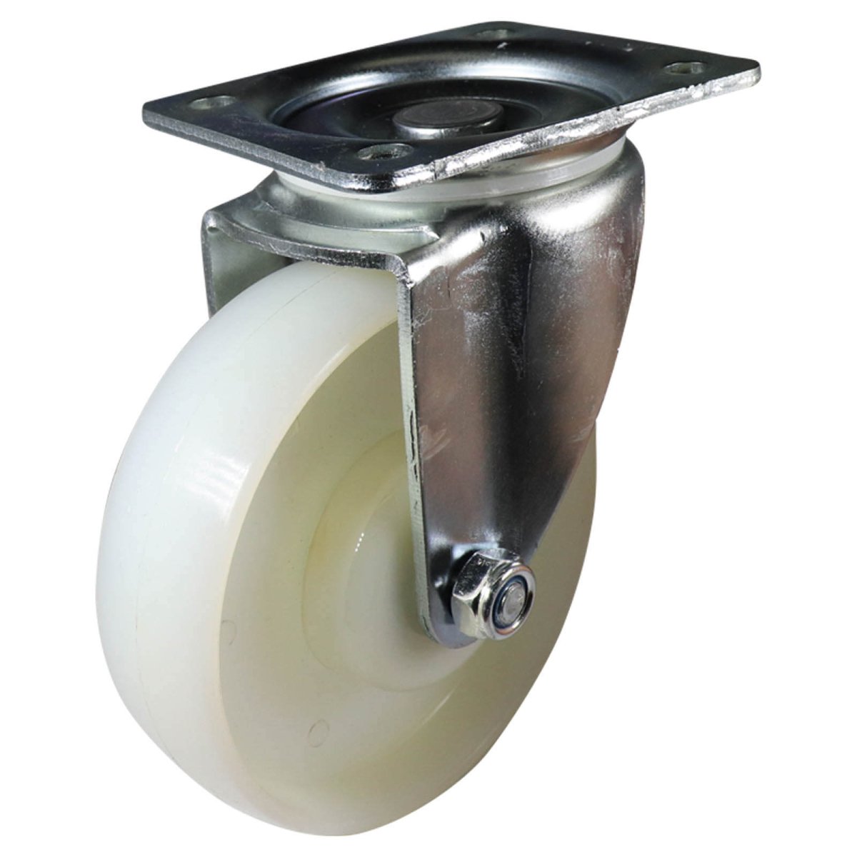Zinc-Plated Swivel Plate Castor - Nylon Wheel, White I3 Series - AIMS Industrial Supplies