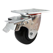 Zinc - Plated Swivel Plate Castor with Brake - Nylon Wheel, Black J3 - AIMS Industrial Supplies